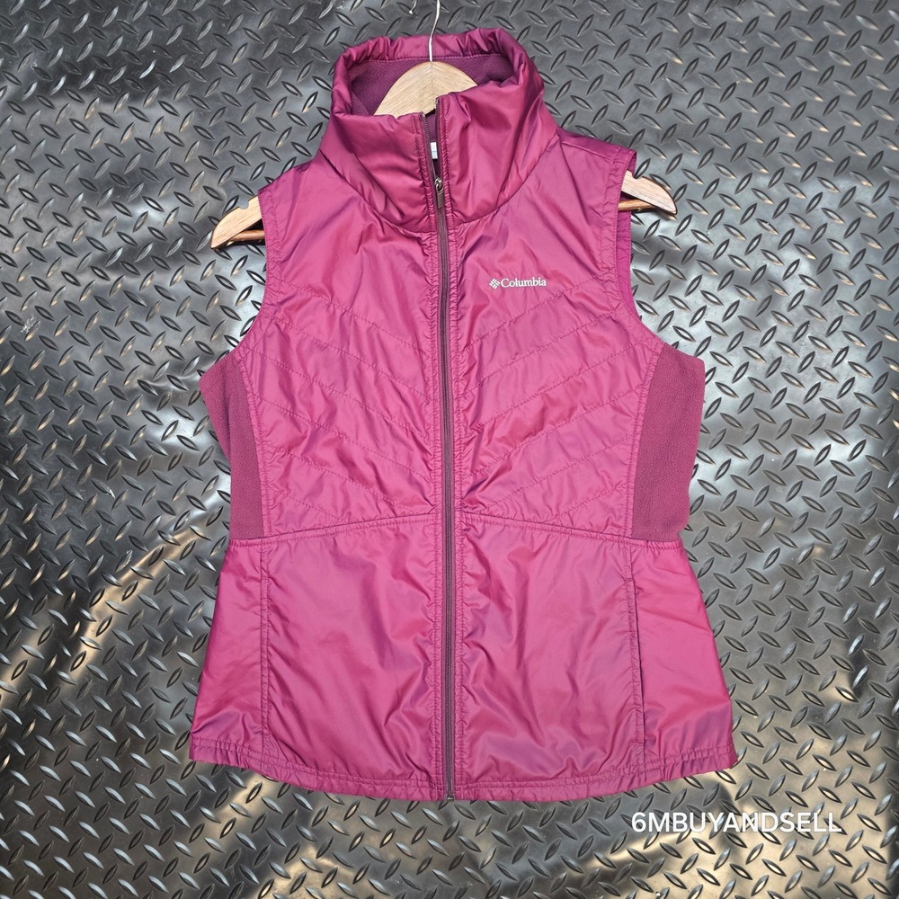 Columbia Womens Purple Quilted Puffer Vest Fleece Side Panels AK1147 Size M - Picture 2 of 9